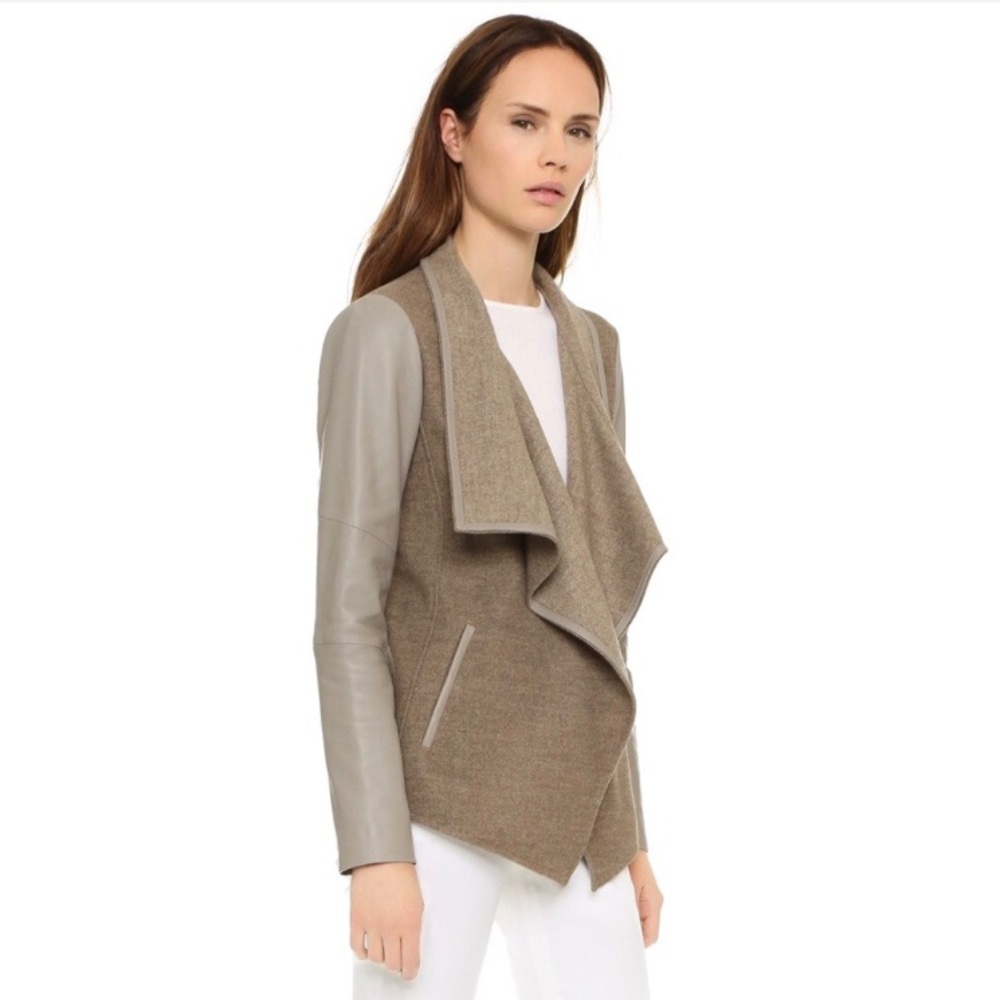 Vince Lamb Leather Mixed Media Jacket